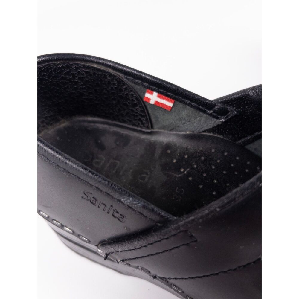Sanita Pro Cabrio Black Leather Clogs EU 35 US 5 Danish Comfort Work Shoes - Picture 7 of 11